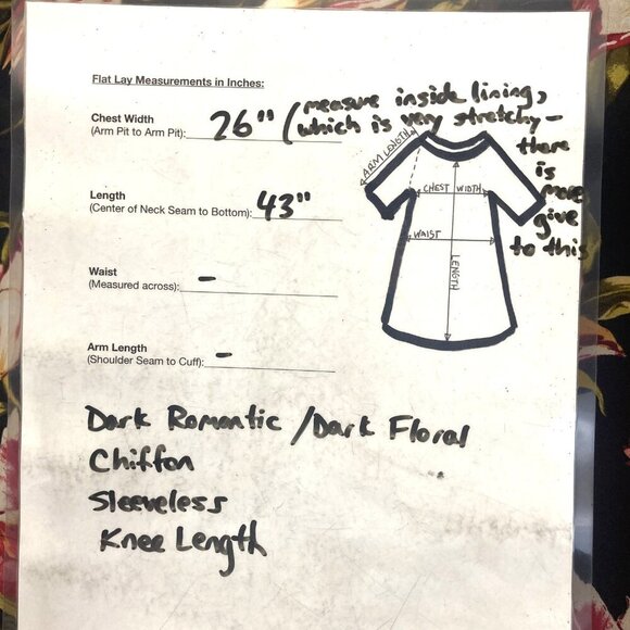 NWT Marybelle Sadie Dress Womens 4X Floral Sleeveless Chiffon Dark Romantic Knee - Picture 5 of 16